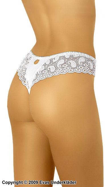 Thong panty with paisley lace